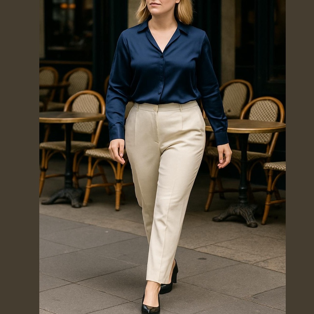 NWT ELLEN TRACY WHITE COTTON CHINO PREPPY FLAT FRONT TAPPER LEG TROUSERS SZ 16
